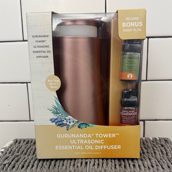 Gurunanda Other - GuruNanda Rose Gold Tower Ultrasonic Essential Oil Diffuser Set NIB